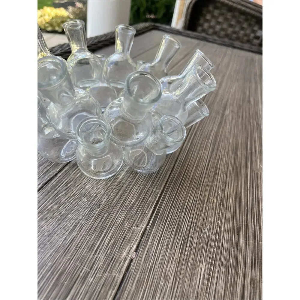Vintage 18 Bottle Clustered Frog Glass Stacked Propagation Floral Bud Vase